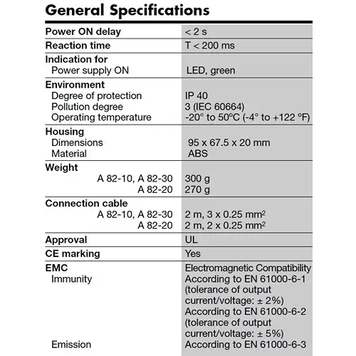 general specifications