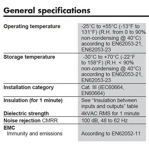 general specifications